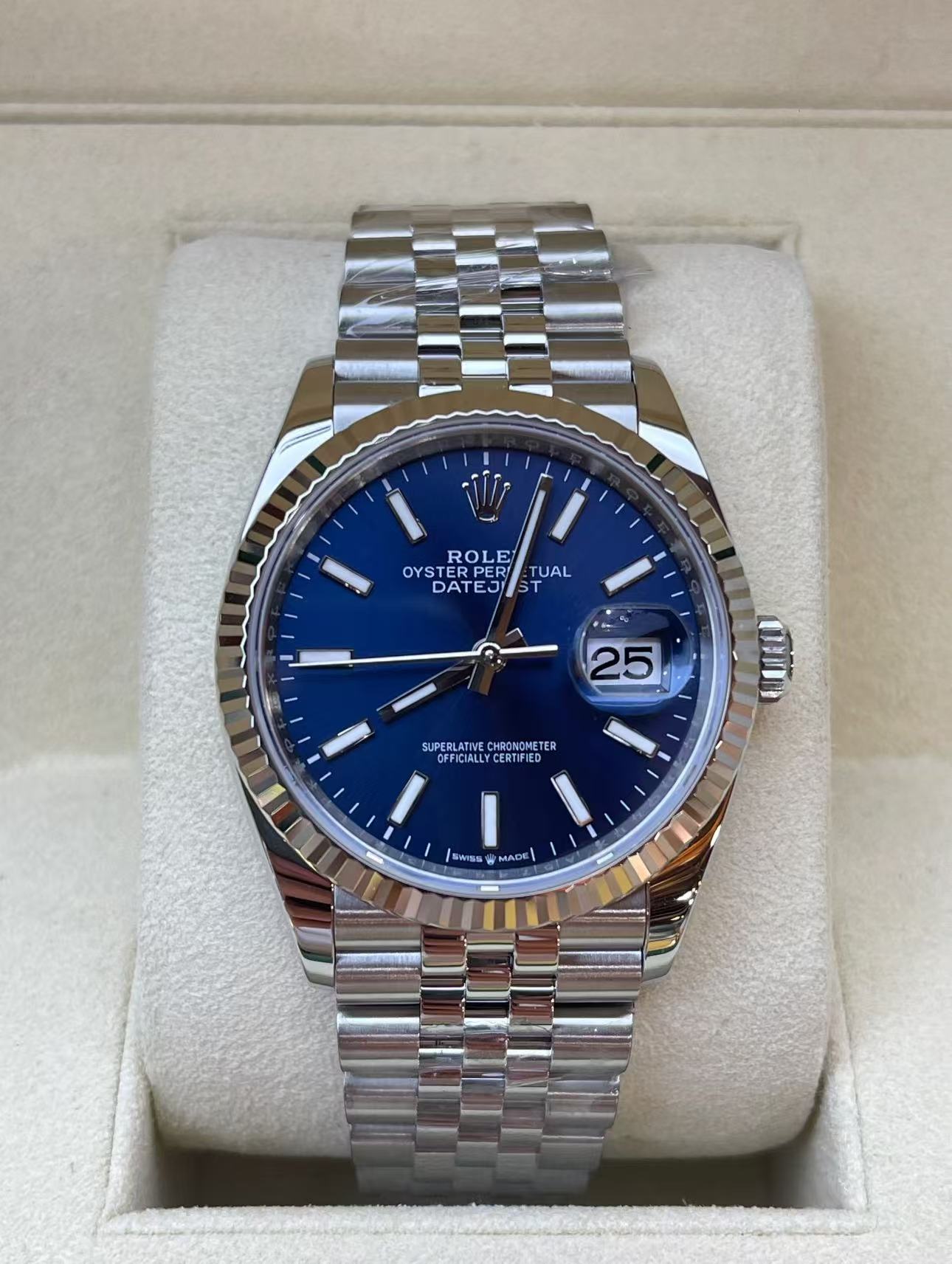 Rolex Datejust SteelJubilee Blue Dial 36mm Super Clone SwissReplica Watch Ref 126234丨3235 Swiss Movement - SuperClonesRolex