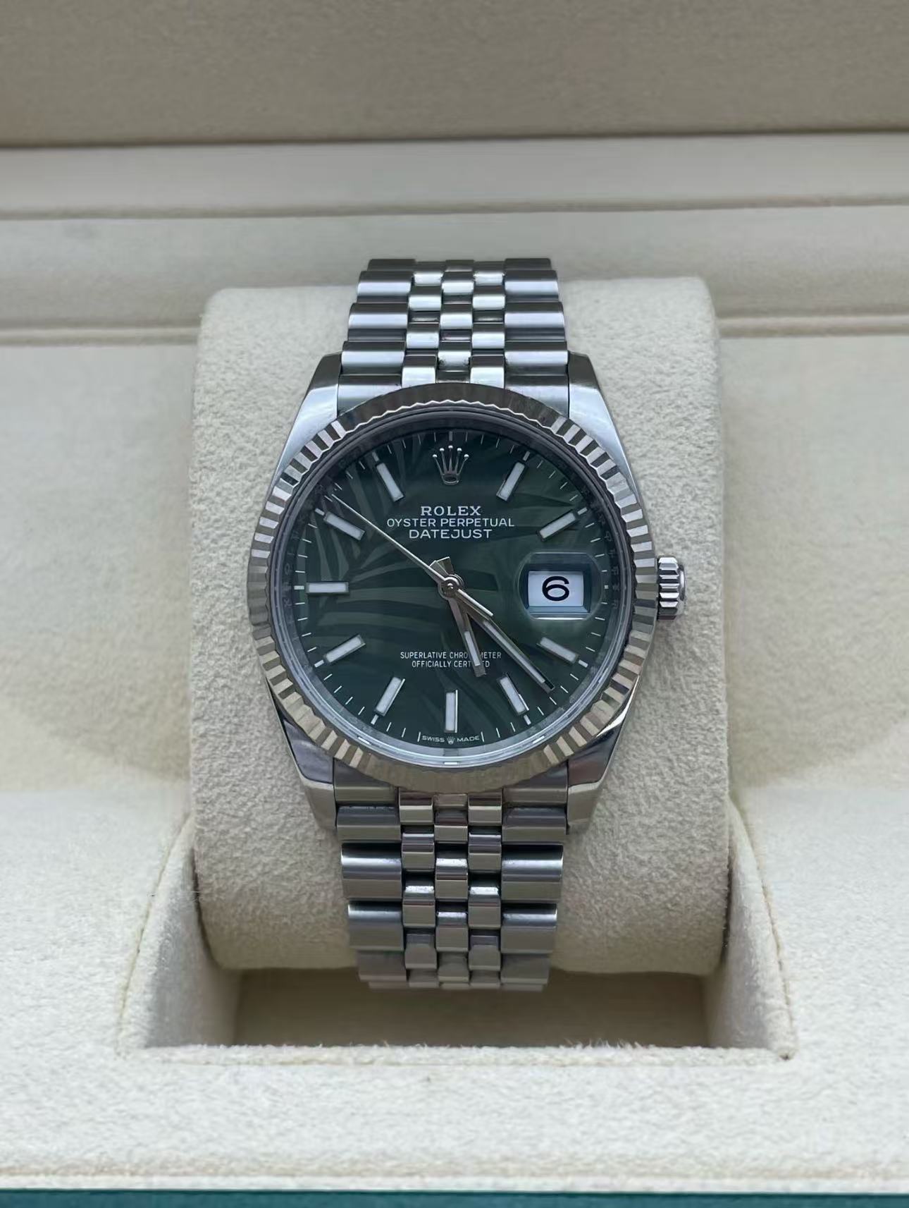 Rolex Datejust 36mm Super CloneSwiss Replica Watch  Palm Dial Ref 126234 3235 Swiss Movement - SuperClonesRolex