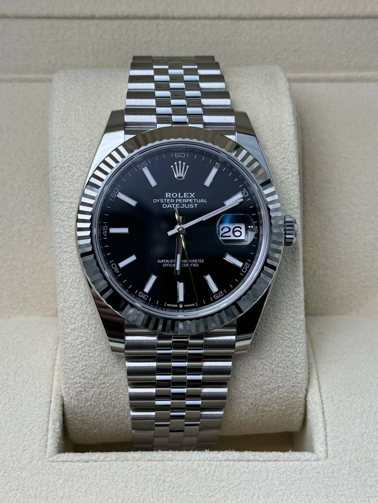 Rolex Datejust 41mm Super Clone Swiss ReplicaWatch  Grey Rhodium Dial Ref 126334 3235S wiss Movement - SuperClonesRolex