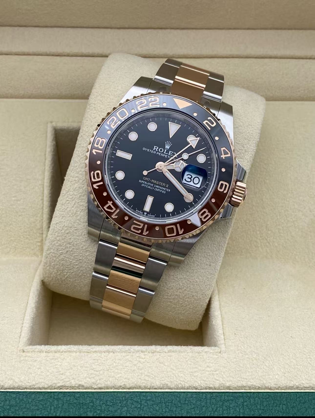 RolexGMT Master l Root Beer Two Tone SuperClone Swiss Replica Watch Ref 126711CHNR 3285 Swiss Movement - SuperClonesRolex