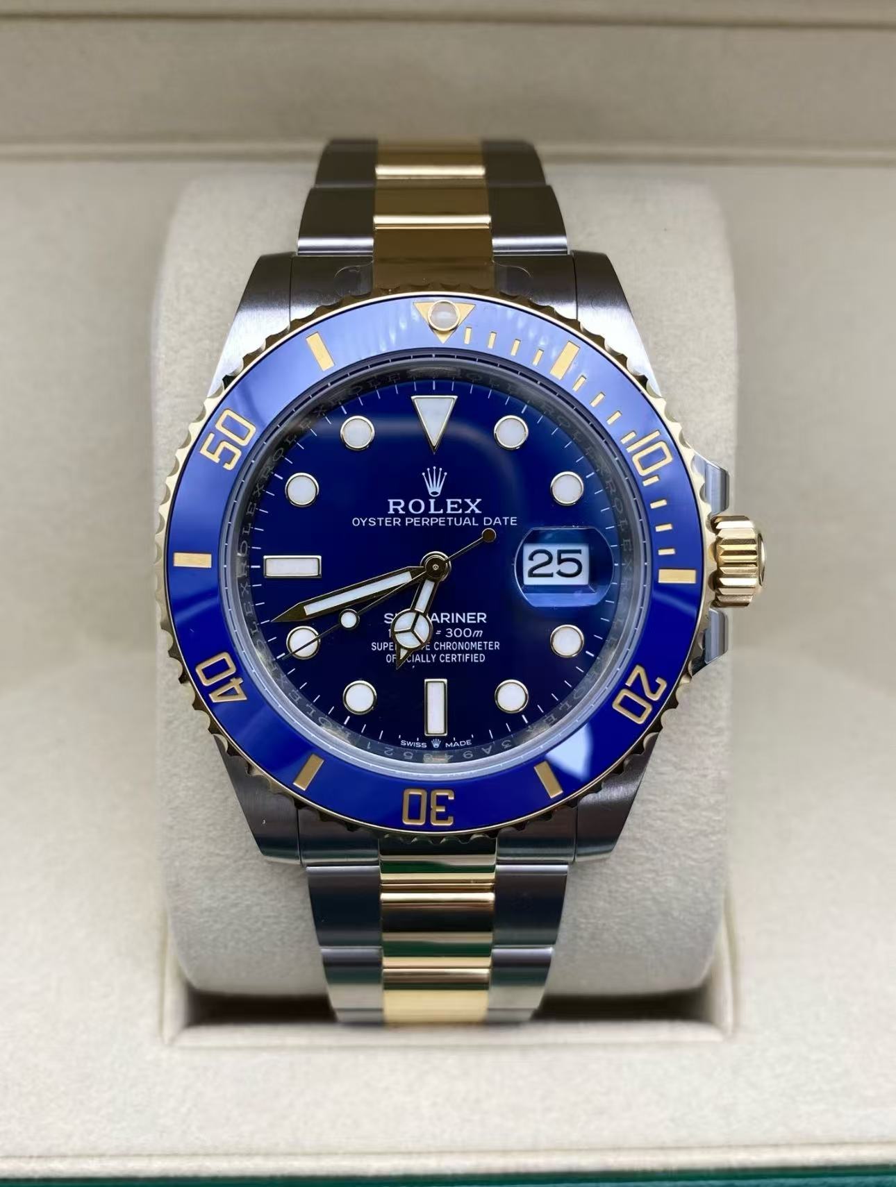 Rolex Submariner Blue Dial Two Tone Super CloneSwiss Replica Watch Ref 126613LB 3235 SwissMovement - SuperClonesRolex