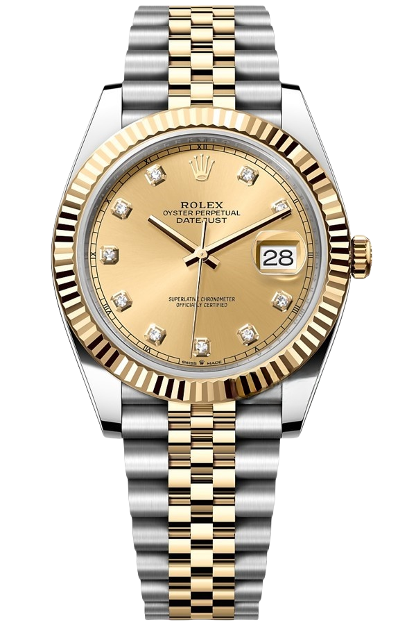 Rolex Datejust 41mm Super Clone Swiss Watch Two Tone Jubilee Bracelet Champagne Dial Ref M126333-0012-3235 Swiss Movement - SuperClonesRolex