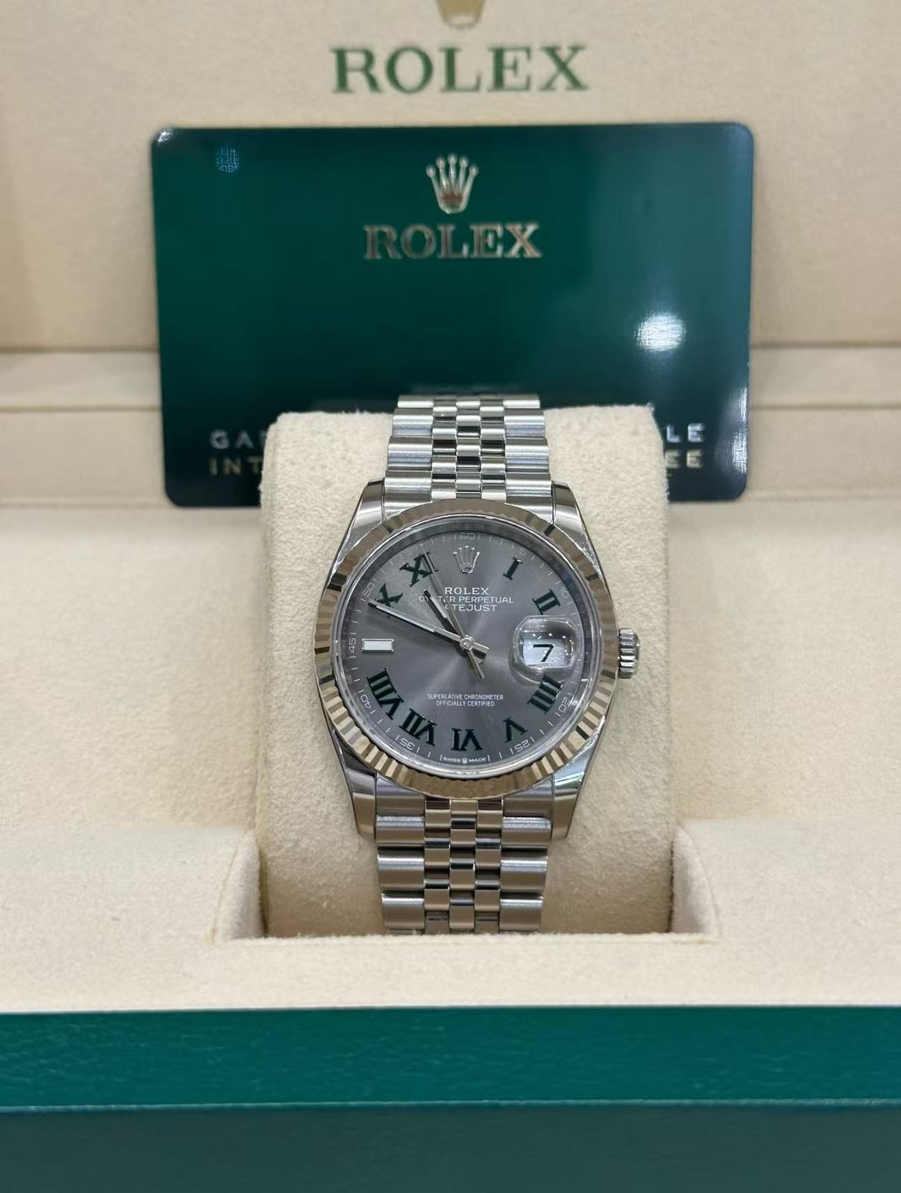 Rolex Datejust 36mm Super Clone Swiss Watch Stainless Steel Jubilee Bracelet Mint Green Dial Ref M126234-0045-3235 Swiss Movement - SuperClonesRolex