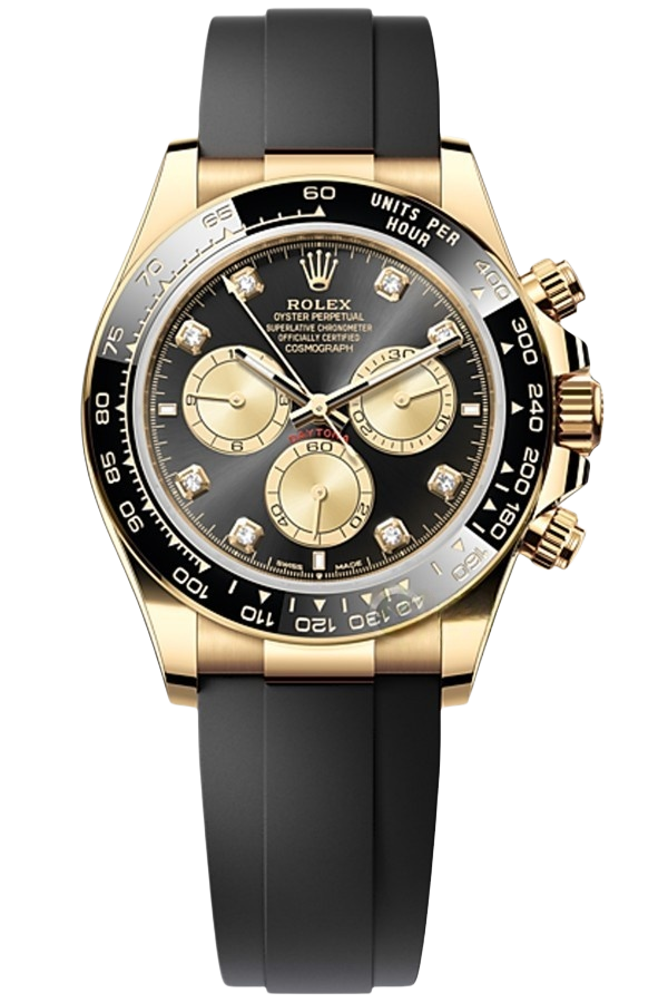 Rolex Daytona 40mm Super Clone Swiss Watch Yellow Gold Oysterflex Strap Paul Newman Dial Ref M126518LN-0005 4131 Swiss Movement - SuperClonesRolex