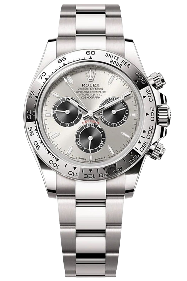 Rolex Daytona 40mm Super Clone Swiss Watch White Gold Oyster Bracelet Bright Black Dial Ref M126509-0003 4131 Swiss Movement - SuperClonesRolex