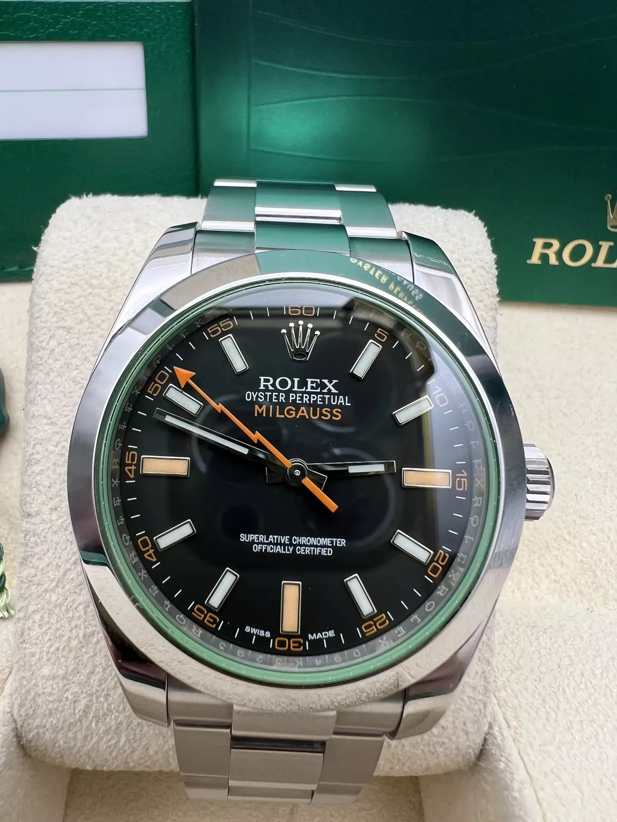 Rolex Milgauss Super Clone Swiss Replica WatchBlack Dial Ref 116400GV 3131 Swiss Movementwith Magnetic Fields Shielding System - SuperClonesRolex