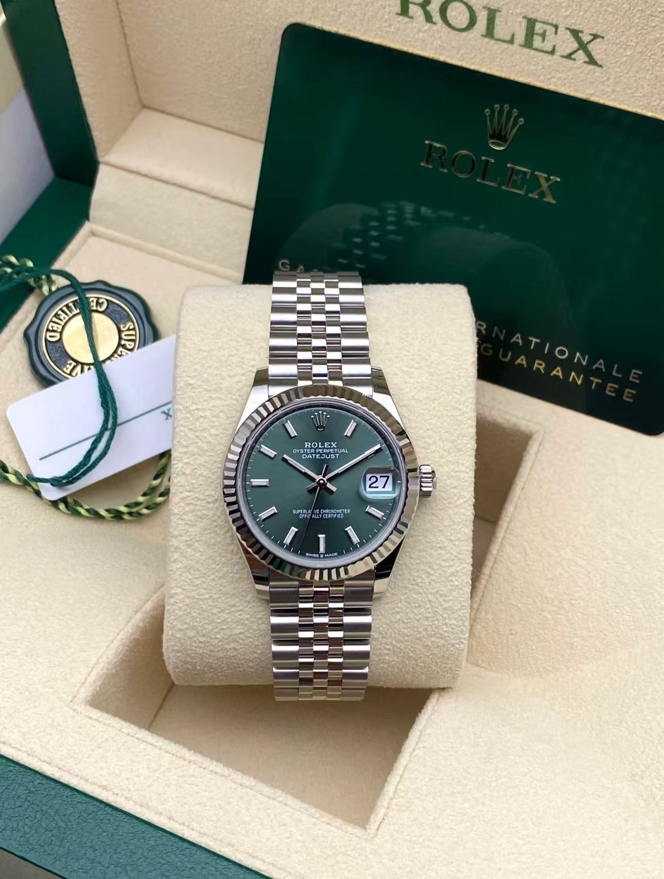 Rolex Datejust 31mm Super Clone Swiss Watch Stainless Steel Jubilee Bracelet Mint Green Dial Ref M278274-0018-2236 Swiss Movement - SuperClonesRolex