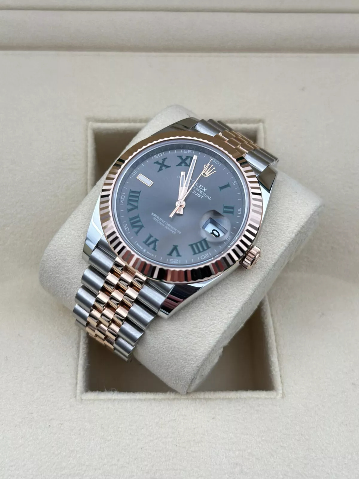 Rolex Datejust 41mm Super Clone Swiss Watch Everose Two Tone Jubilee Bracelet Chocolate Dial Ref M126331-0016-3235 Swiss Movement - SuperClonesRolex