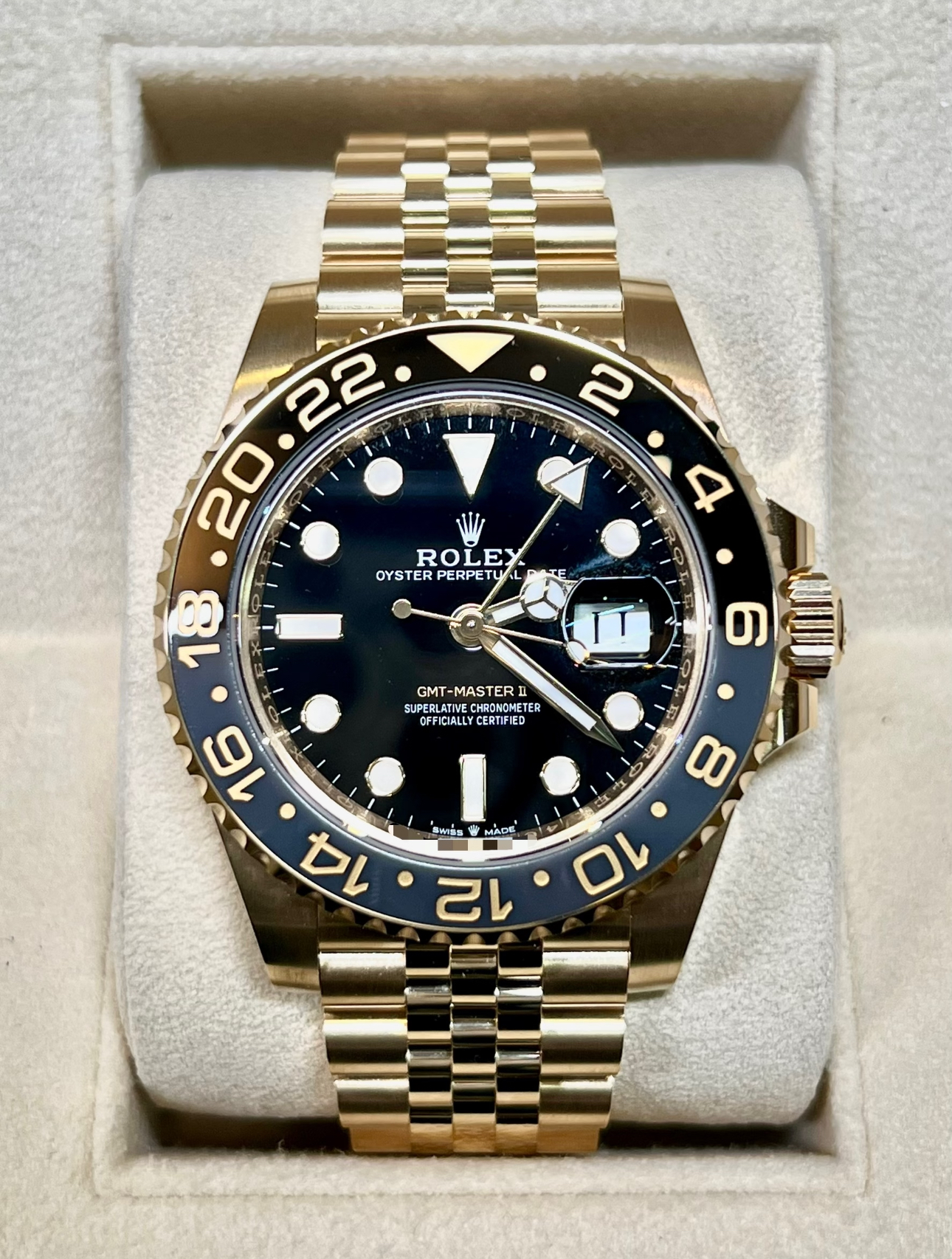 RolexGMT Master ll 2023 18kGold Jubilee Bracelet SuperClone Swiss Replica Watch Ref 126718 GRNR 3285 Swiss Movement - SuperClonesRolex