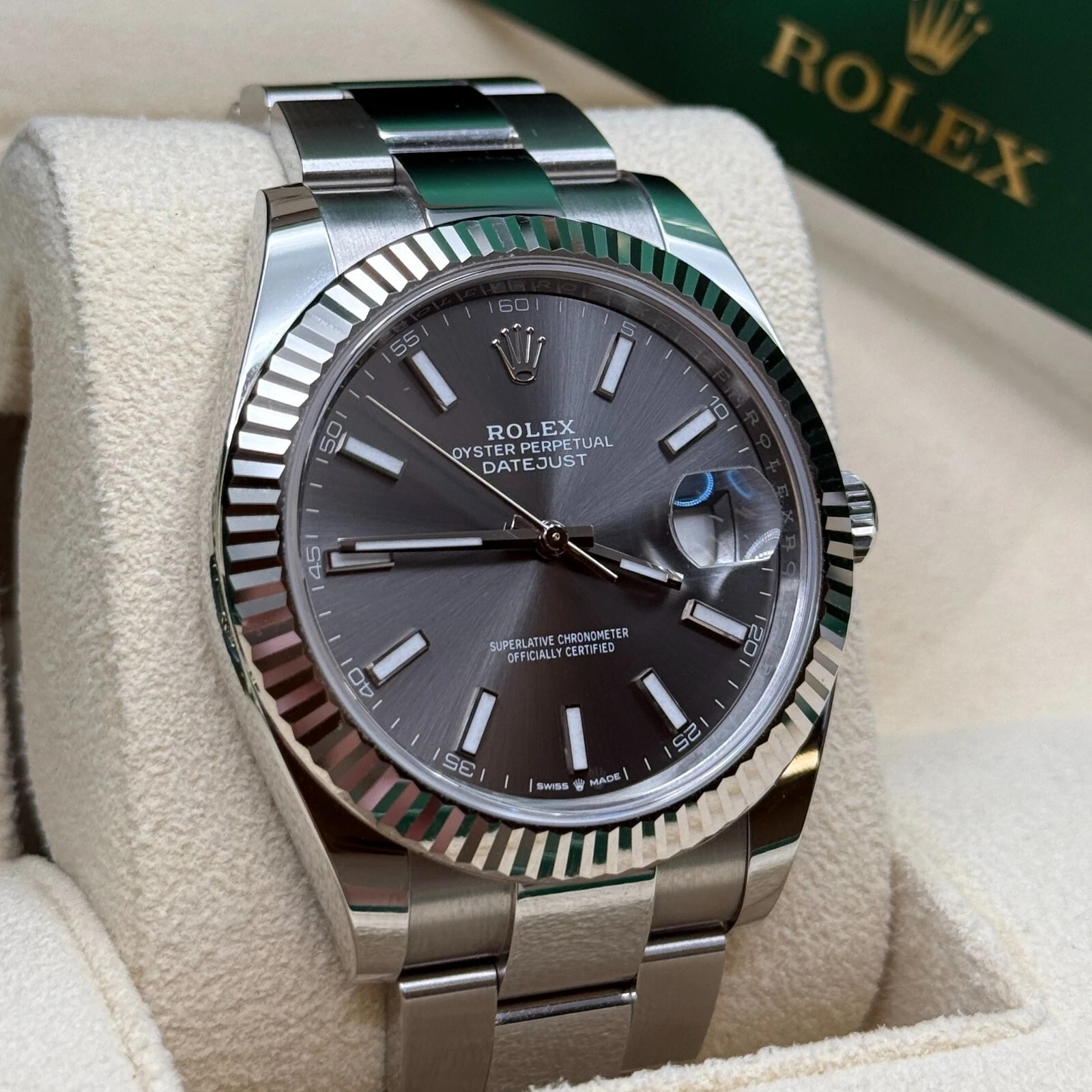 Rolex Datejust 41mm Super Clone Swiss Watch Stainless Steel Jubilee Bracelet Blue Dial Ref M126334-0013-3235 Swiss Movement - SuperClonesRolex