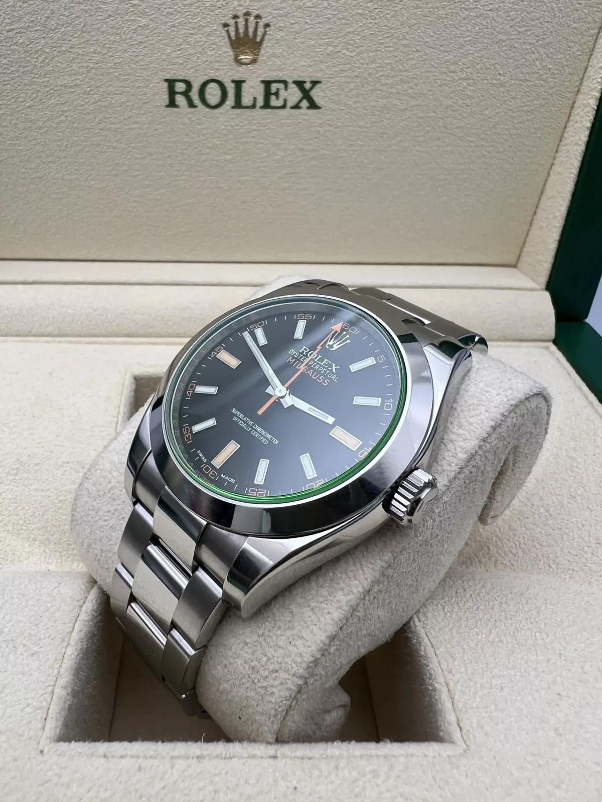 Rolex Milgauss Super Clone Swiss Replica WatchBlack Dial Ref 116400GV 3131 Swiss Movementwith Magnetic Fields Shielding System - SuperClonesRolex
