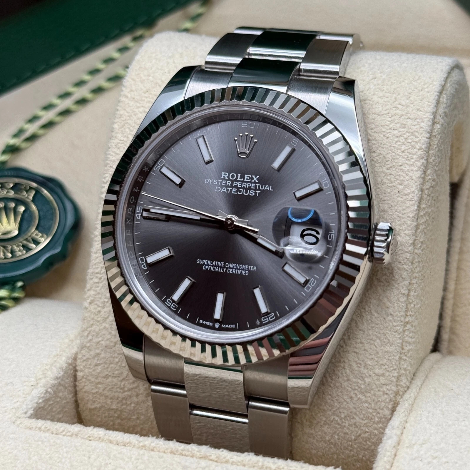 Rolex Datejust 41mm Super Clone Swiss Watch Stainless Steel Jubilee Bracelet Blue Dial Ref M126334-0013-3235 Swiss Movement - SuperClonesRolex