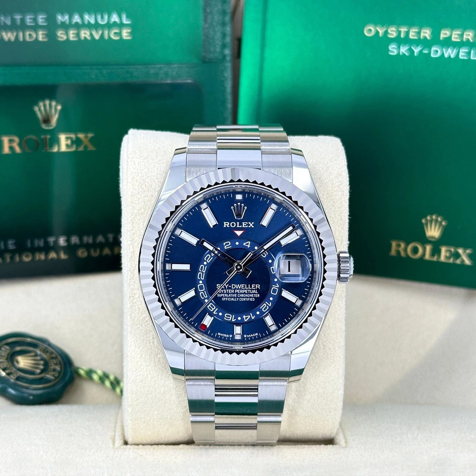 Rolex Sky-Dweller Blue Dial Super Clone Swiss Replica WatchOyster Bracelet Ref 336934-9002 Swiss Movement - SuperClonesRolex