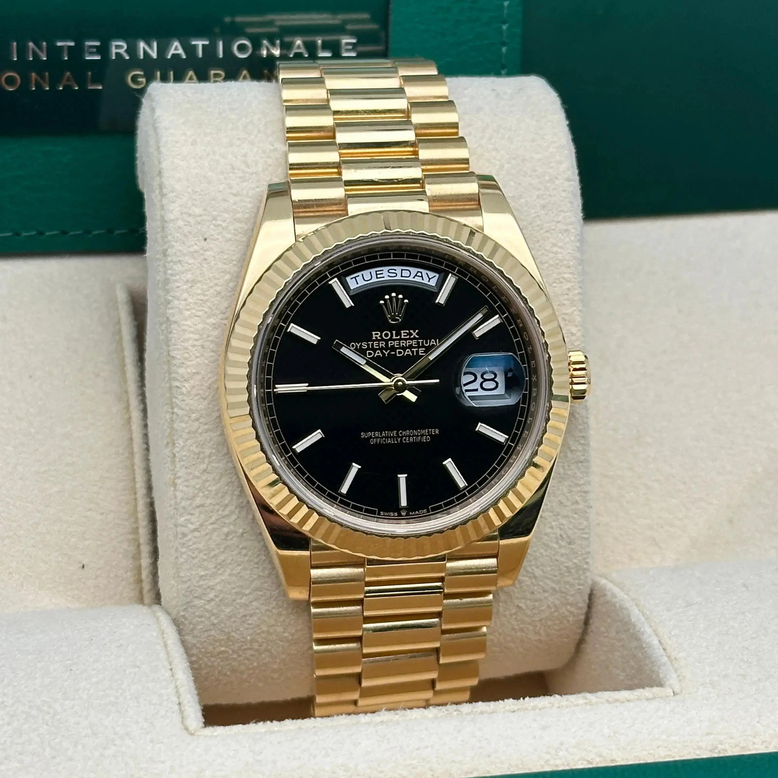 Rolex Day-Date Super Clone Swiss Replica Watch Ref M228238-0067 Black Dial 3255 Swiss Movement - SuperClonesRolex