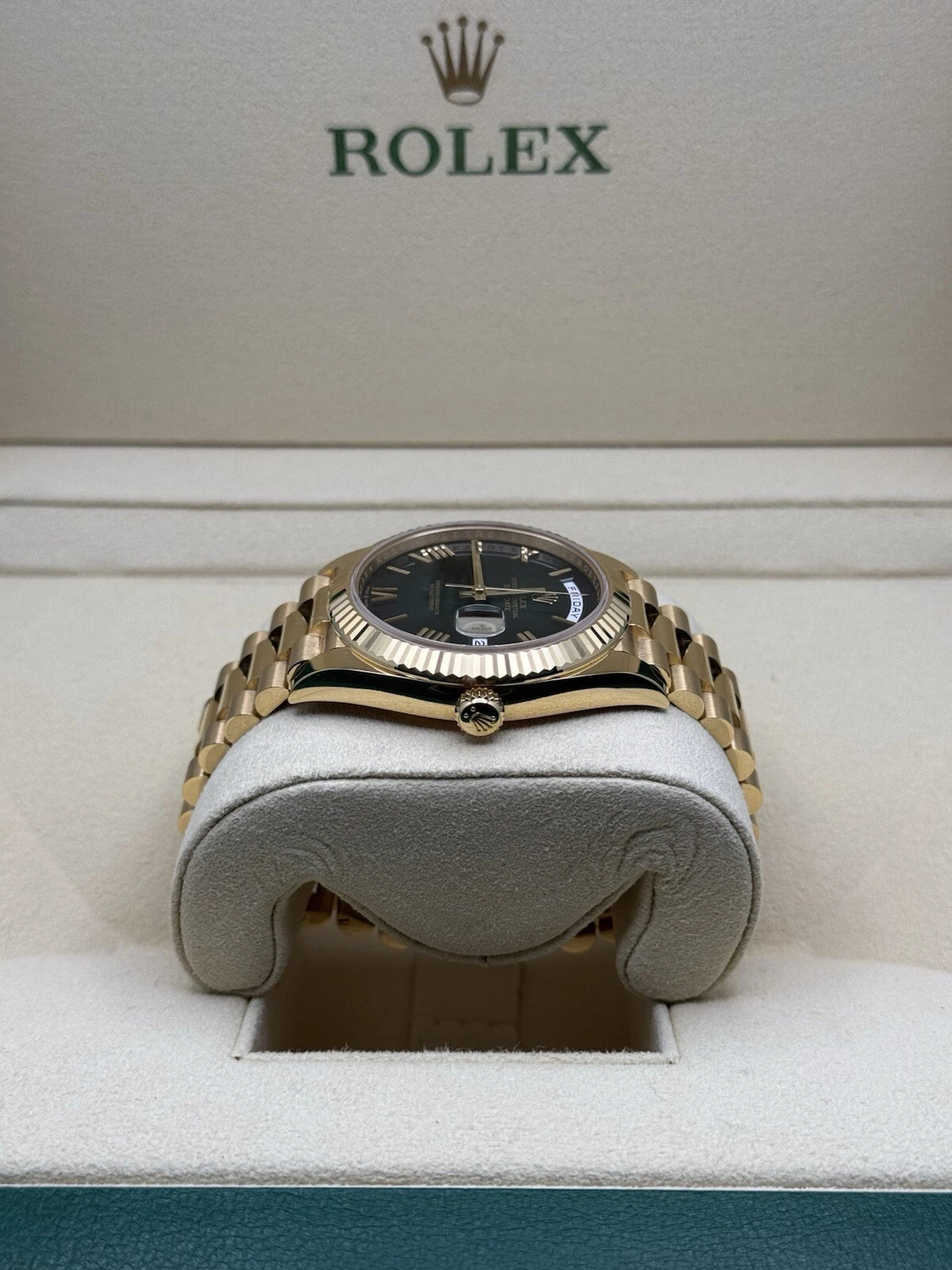 Rolex Day-Date Super Clone Swiss Replica Watch Ref M228238-0069 Olive Green Dial 3255 Swiss Movement - SuperClonesRolex