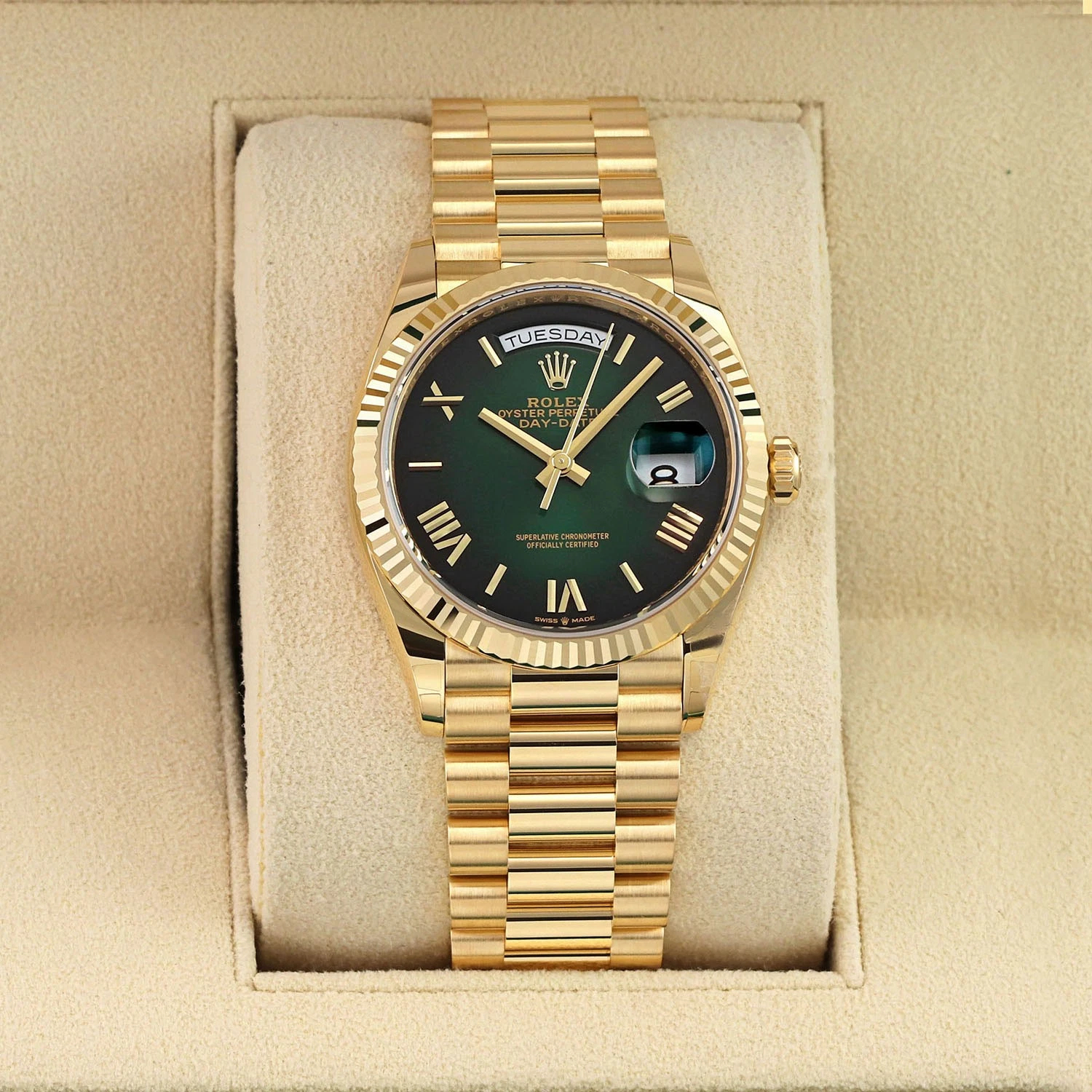 Rolex Day-Date Super Clone Swiss Replica Watch Ref M228238-0069 Olive Green Dial 3255 Swiss Movement - SuperClonesRolex