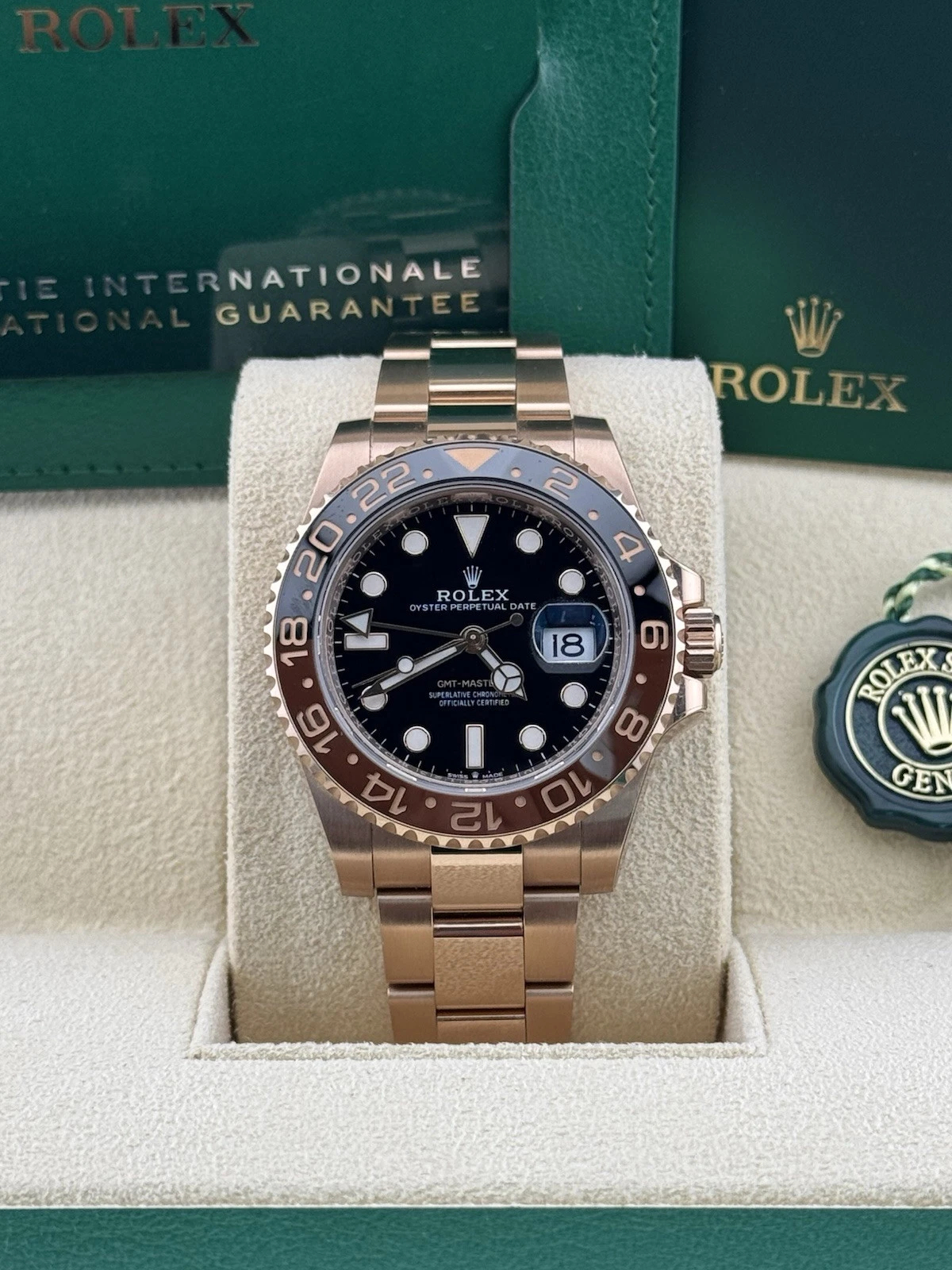 Rolex GMT Masterll Root Beer Super Clone Swiss Replica Watch 18k Rose Gold Ref 126715CHNR-3285 Swiss Movement - SuperClonesRolex