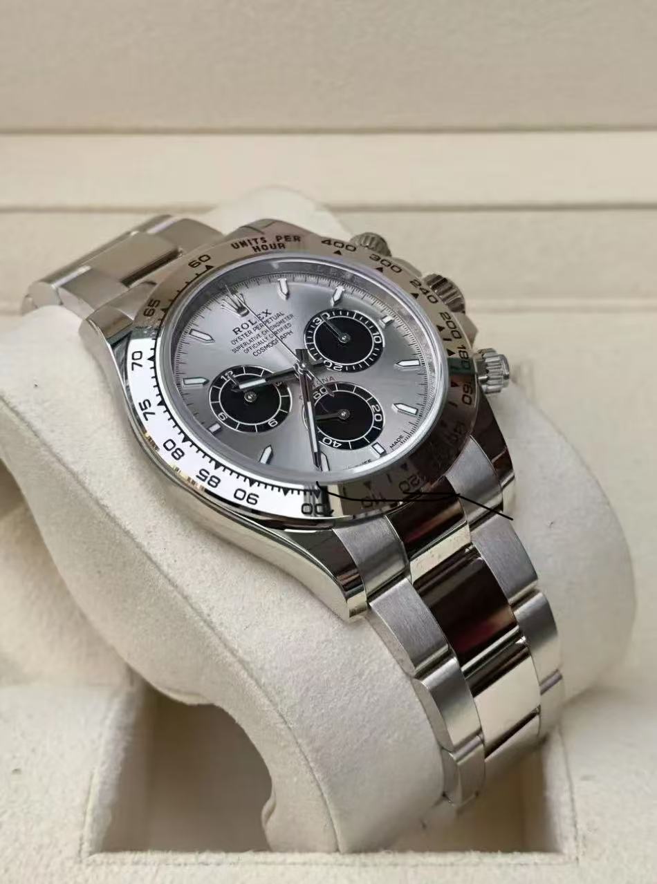 Rolex Daytona 40mm Super Clone Swiss Watch White Gold Oyster Bracelet Bright Black Dial Ref M126509-0003 4131 Swiss Movement - SuperClonesRolex