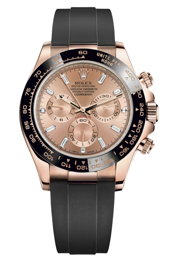 Rolex Cosmograph Daytona Super Clone Swiss Replica Watch 18k Everose Gold Oysterflex Strap Sundust Dial Ref M116515LN-0021 - SuperClonesRolex