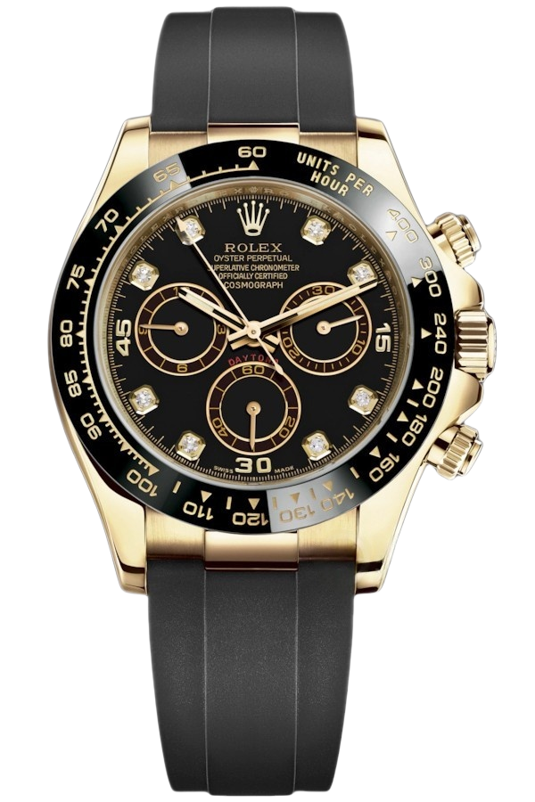 Rolex Cosmograph Daytona Super Clone Swiss Replica Watch Yellow Gold Black Dial Ref M116518LN-0038 | 4130 Swiss Movement - SuperClonesRolex