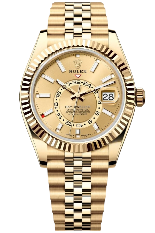 Rolex Sky-Dweller Champagne Dial Super Clone Swiss Replica Watch Oyster Bracelet Ref M336938-0004 Swiss 9002 Movement - SuperClonesRolex