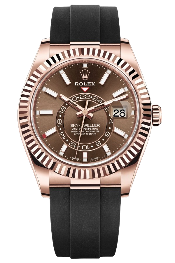 Rolex Sky-Dweller Champagne Dial Super Clone Swiss Replica Watch Jubilee Bracelet Ref M326235-0005 Swiss 9001 Movement - SuperClonesRolex