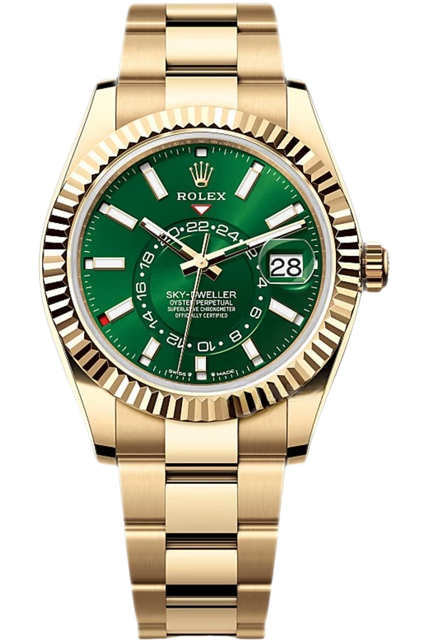 Rolex Sky-Dweller Champagne Dial Super Clone Swiss Replica Watch Oyster Bracelet Ref 336938-0007 Swiss 9002 Movement - SuperClonesRolex