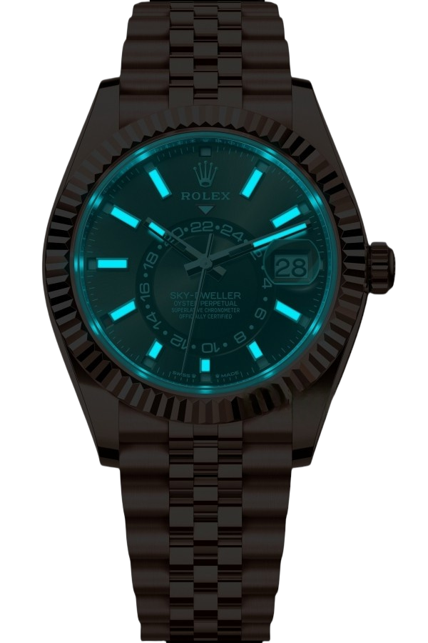 Rolex Sky-Dweller Chocolate Dial Super Clone Swiss Replica Watch Jubilee Bracelet Ref M336935-0006 Swiss 9002 Movement - SuperClonesRolex