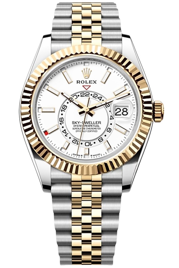 Rolex Sky-Dweller White Dial Super Clone Swiss Replica Watch Jubilee Bracelet Ref M336933-0006 Swiss 9002 Movement - SuperClonesRolex