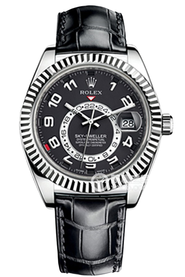Rolex Sky-Dweller Black Dial Super Clone Swiss Replica Watch Black Leather Strap Ref M326139-0003 Swiss 9001 Movement - SuperClonesRolex