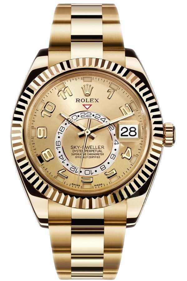 Rolex Sky-Dweller Champagne Dial Super Clone Swiss Replica Watch Oyster Bracelet Ref 326938-72418 Swiss 9001 Movement - SuperClonesRolex