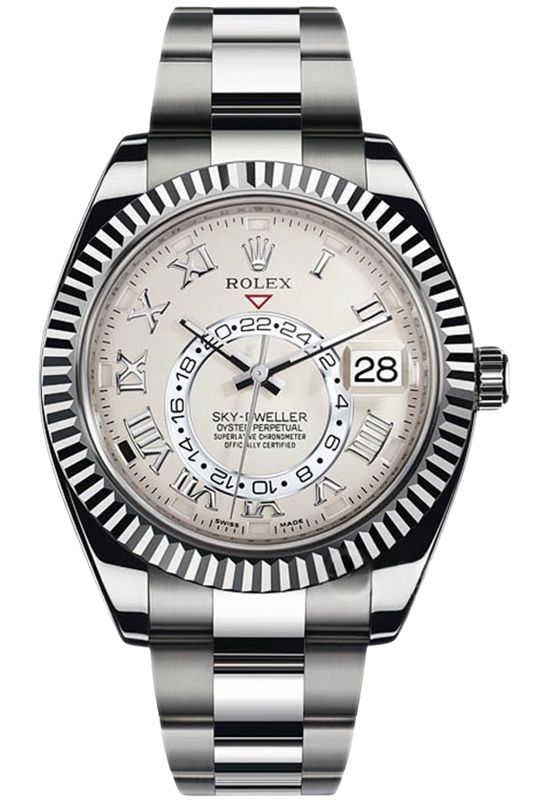 Rolex Sky-Dweller White Dial Super Clone Swiss Replica Watch Oyster Bracelet Ref 326939-72419 Swiss 9001 Movement - SuperClonesRolex