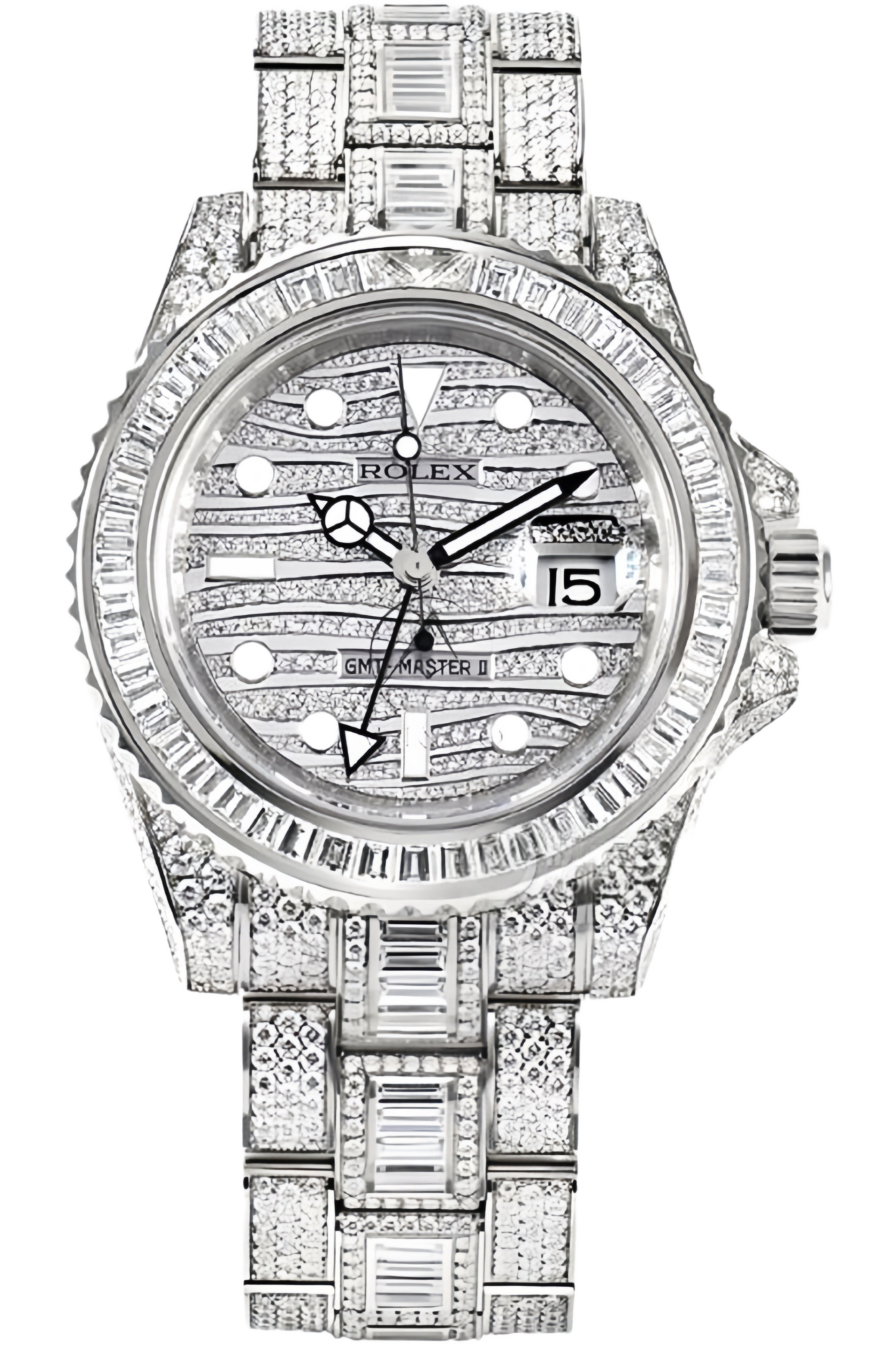 Rolex GMT-Master II Rainbow Bezel Super Clone Swiss Replica Watch Ref M126755SARU-0003 Mother of Pearl Dial - SuperClonesRolex