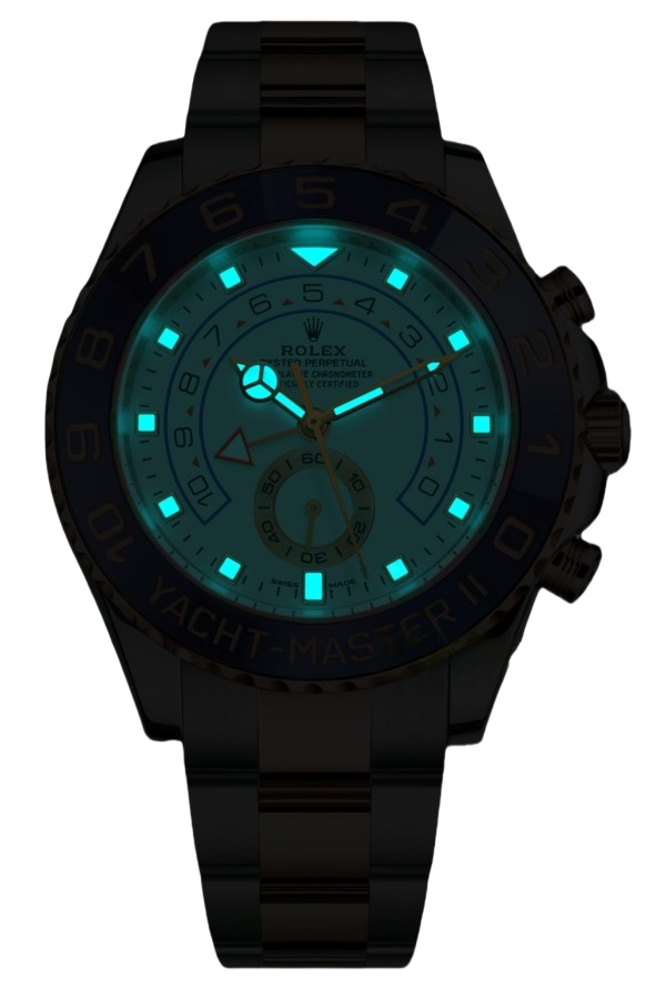 Rolex Yacht-Master II Everose Rolesor Two-Tone Super Clone Swiss Replica Watch Ref M116681-0002 Blue Bezel 44mm - SuperClonesRolex