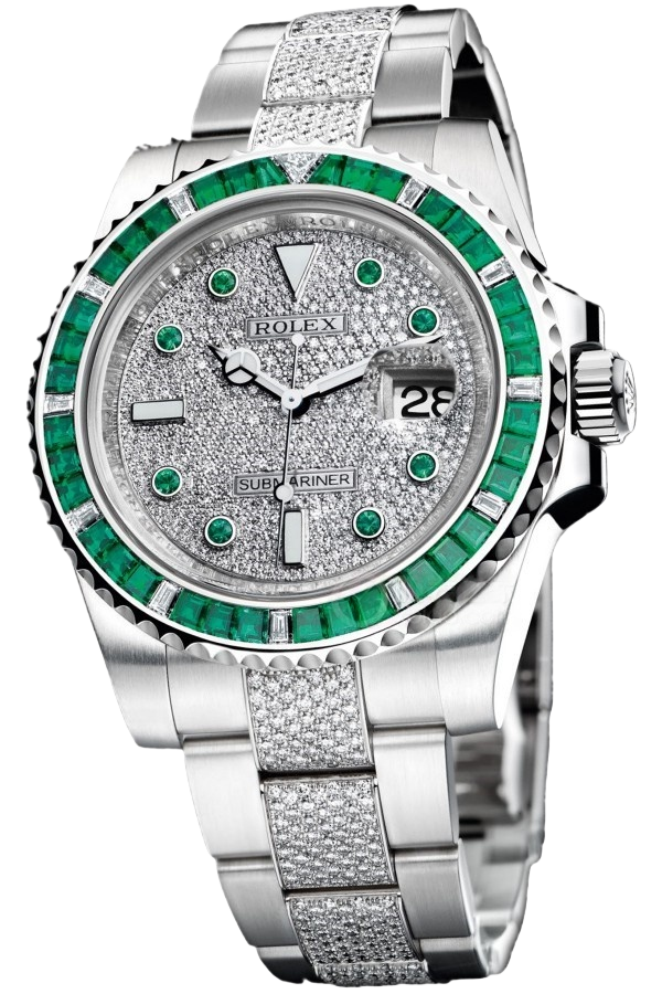 Rolex Submariner Gem-Set Bezel Super Clone Swiss Replica Watch Ref 116649-EMBR Rainbow Sapphire & Emerald Oyster Bracelet - SuperClonesRolex