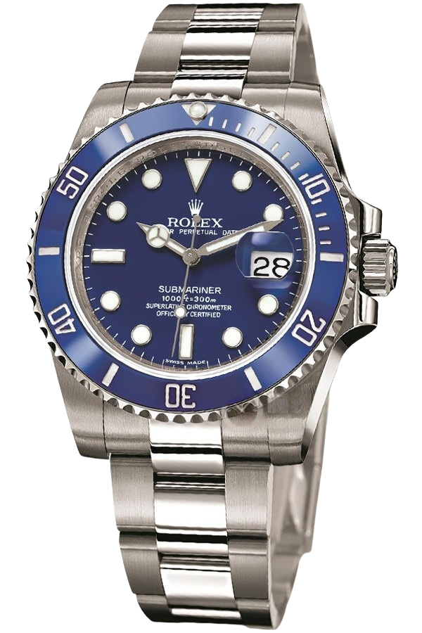 Rolex Submariner Blue Dial Super Clone Swiss Replica Watch “Smurf” Ref 116619LB-97209 White Gold Look Oyster Bracelet - SuperClonesRolex