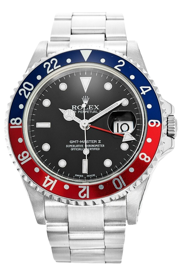 Rolex GMT-Master II Pepsi Bezel Super Clone Swiss Replica Watch Ref 16710 Red-Blue Bezel 1:1 Vintage Replica - SuperClonesRolex