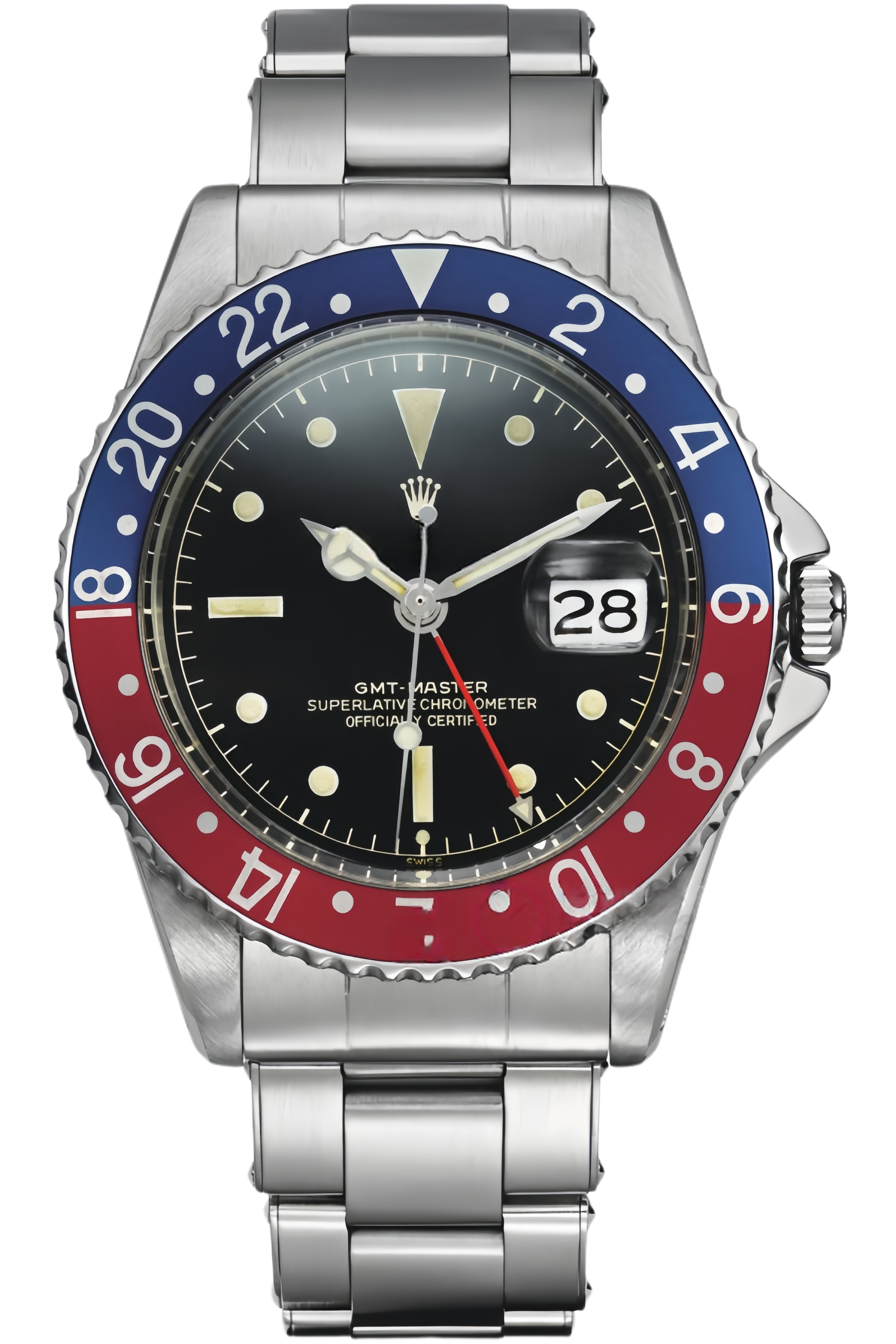 Vintage Rolex GMT-Master Gilt Dial Super Clone Swiss Replica Watch Ref 18JDM-001 (1959 Pepsi Bezel Edition) - SuperClonesRolex