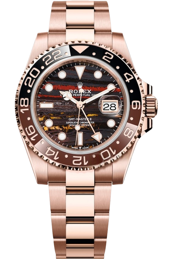 Rolex GMT-Master II Black Dial Super Clone Swiss Replica Watch “Root Beer” Ref M126715CHNR-0002 Everose Gold Oyster Bracelet - SuperClonesRolex
