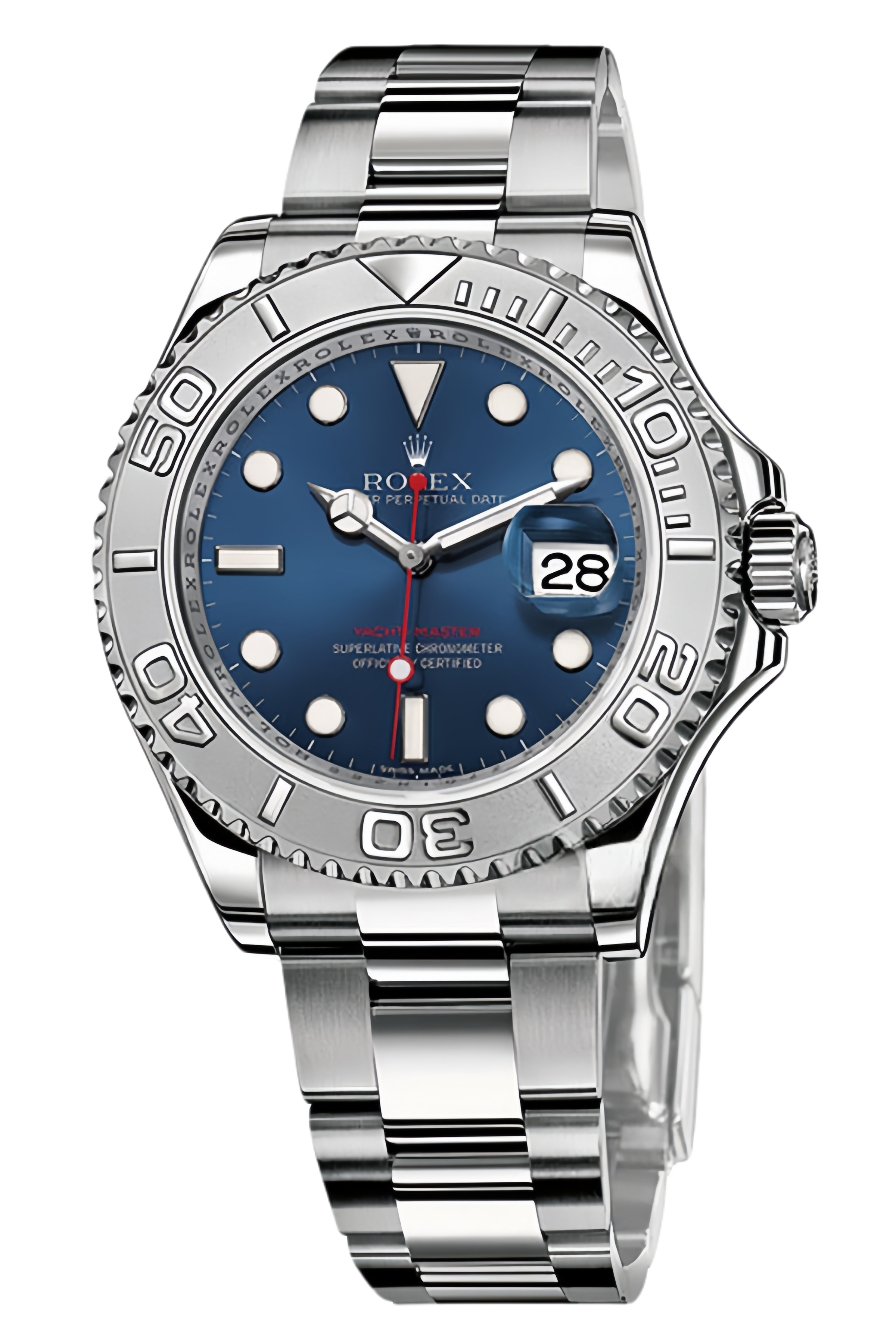 Rolex Yacht-Master 40 Blue Dial Super Clone Swiss Replica Watch Ref 116622 Platinum Bezel Stainless Steel - SuperClonesRolex