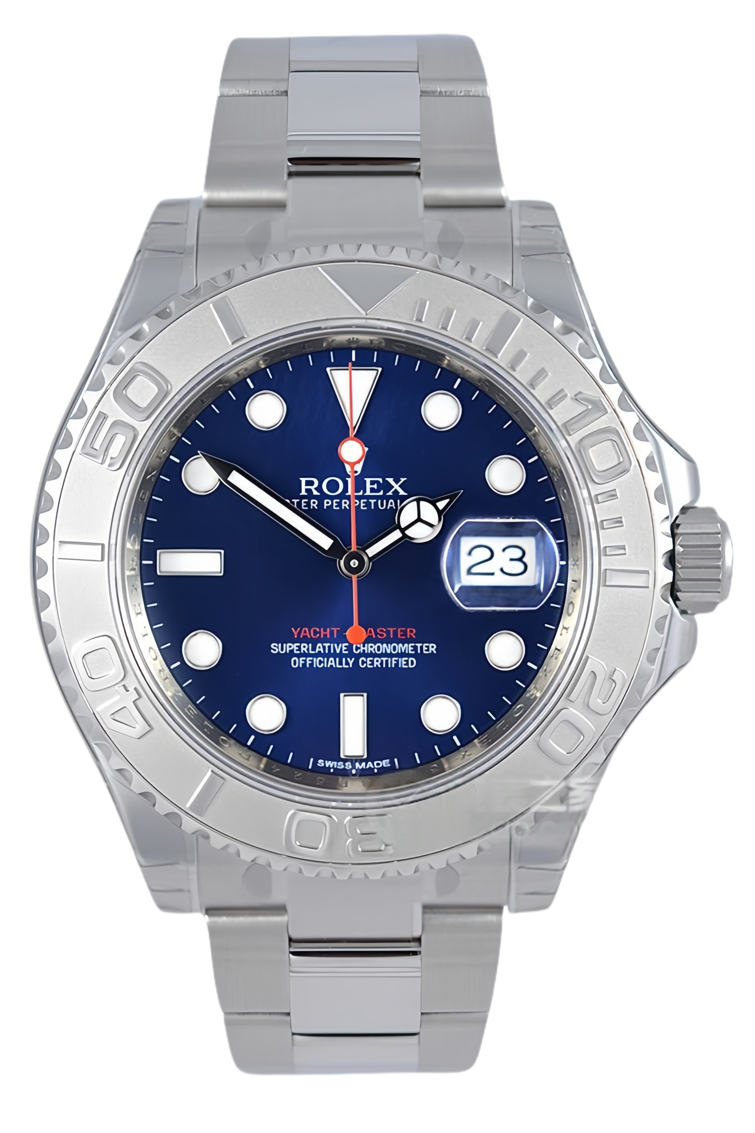 Rolex Yacht-Master 40 Blue Dial Platinum Bezel Super Clone Swiss Replica Watch Ref 116622-78760 Oyster Bracelet - SuperClonesRolex