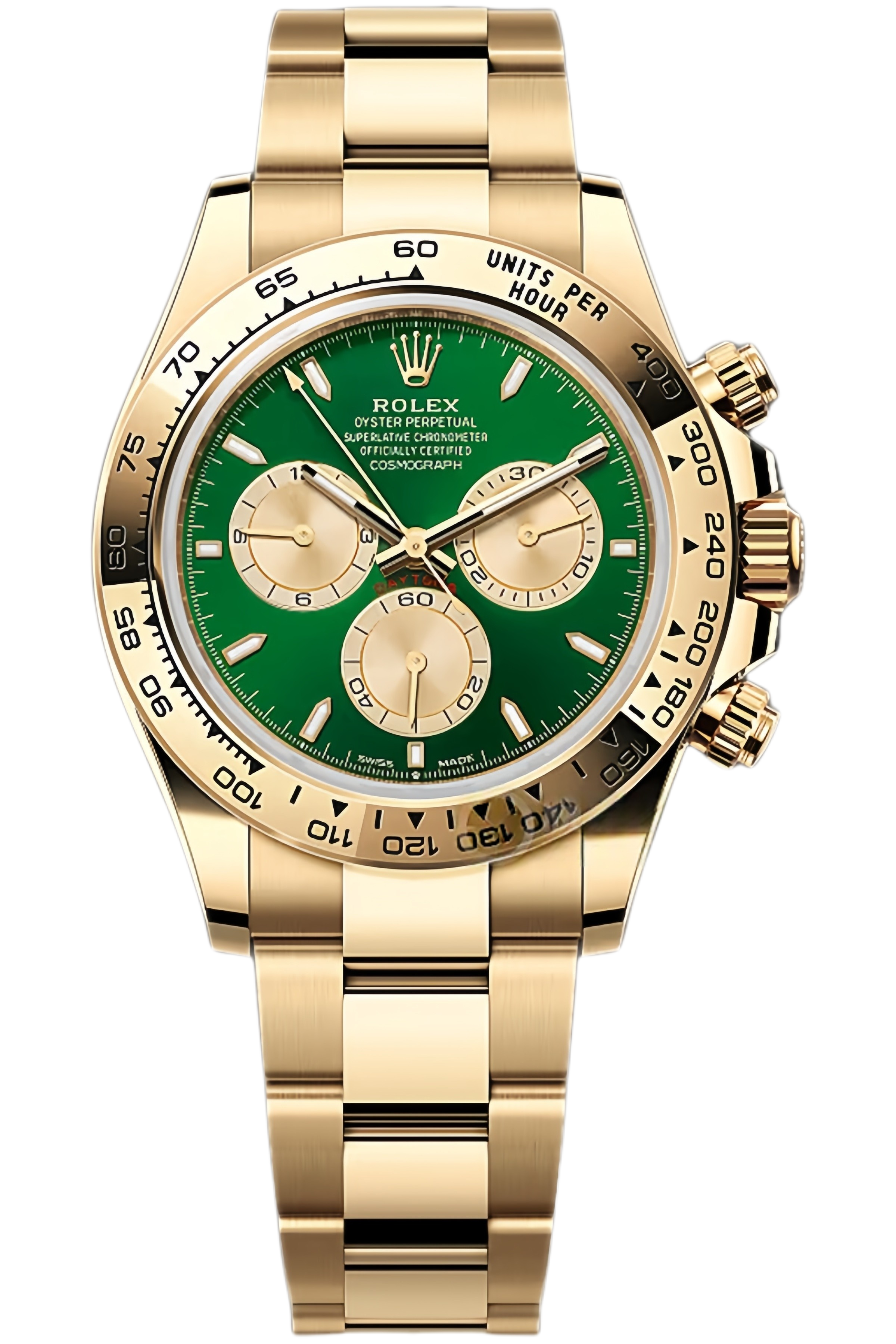 Rolex Daytona Green Dial 40mm Yellow Gold Super Clone Swiss Replica Watch Ref 126508-0008 - SuperClonesRolex