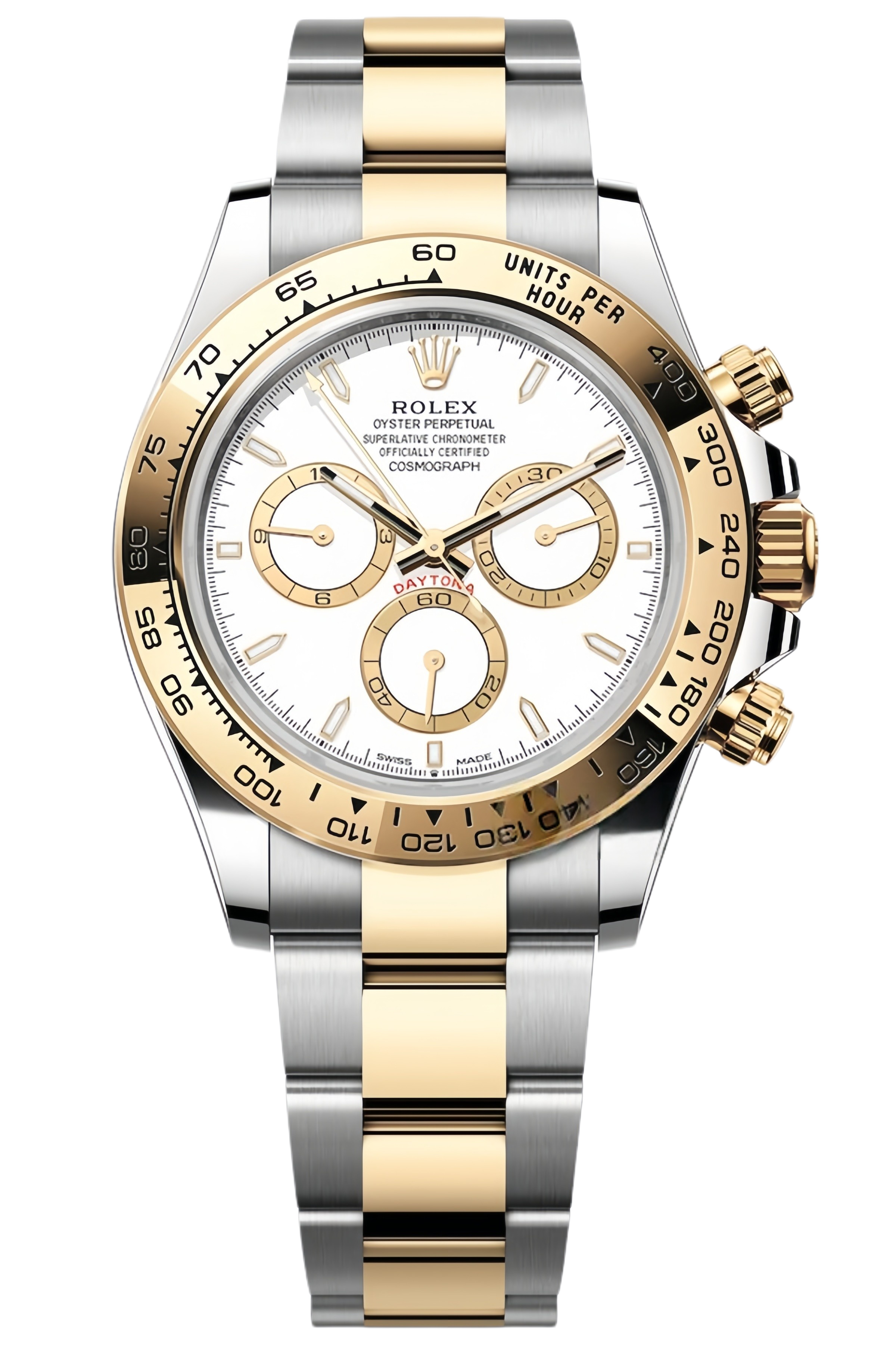Rolex Daytona M126503-0001 Super Clone – White Dial Two-Tone Yellow Gold Swiss Replica Watch - SuperClonesRolex
