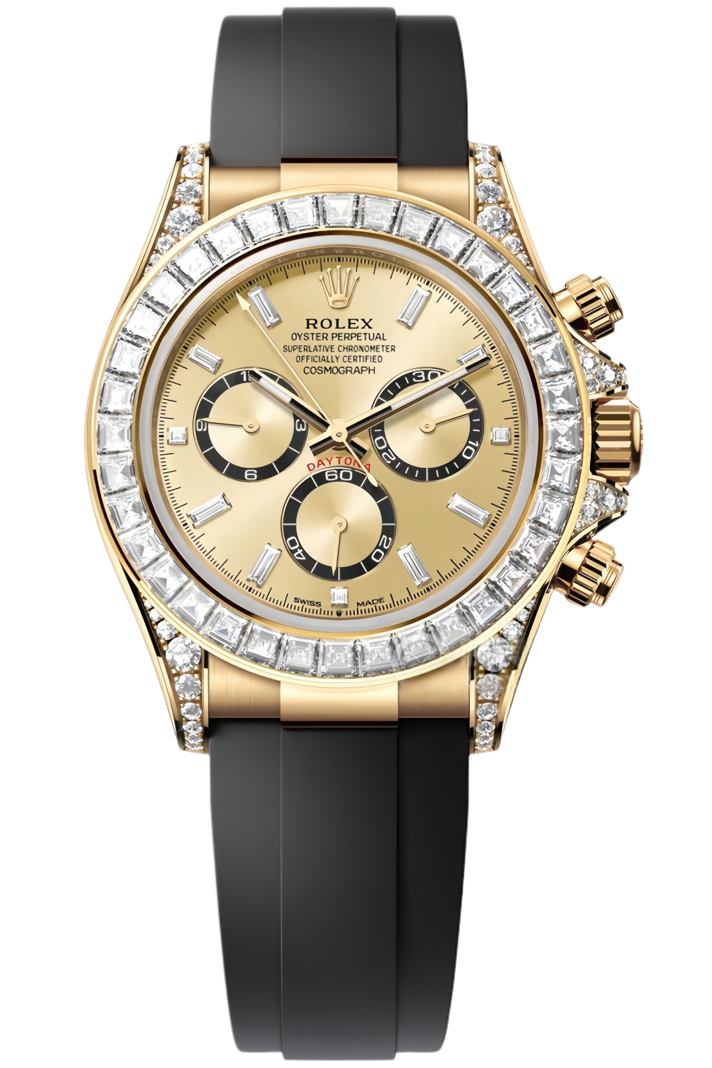 Rolex Daytona Gold & Diamond Bezel Super Clone Swiss Replica Watch Ref M126538TBR-0004 Green Dial – Swiss Movement - SuperClonesRolex