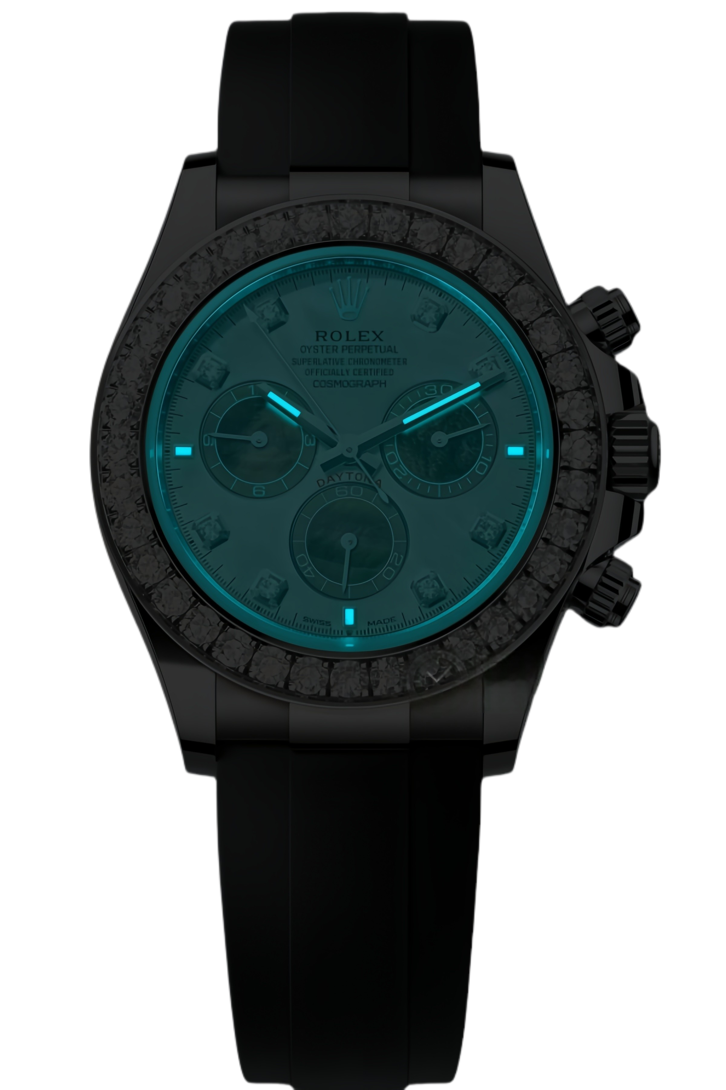 Rolex Daytona Diamond Bezel & Full-Pave Dial Super Clone Swiss Replica Watch Ref M126589RBR-0001 Swiss Movement - SuperClonesRolex