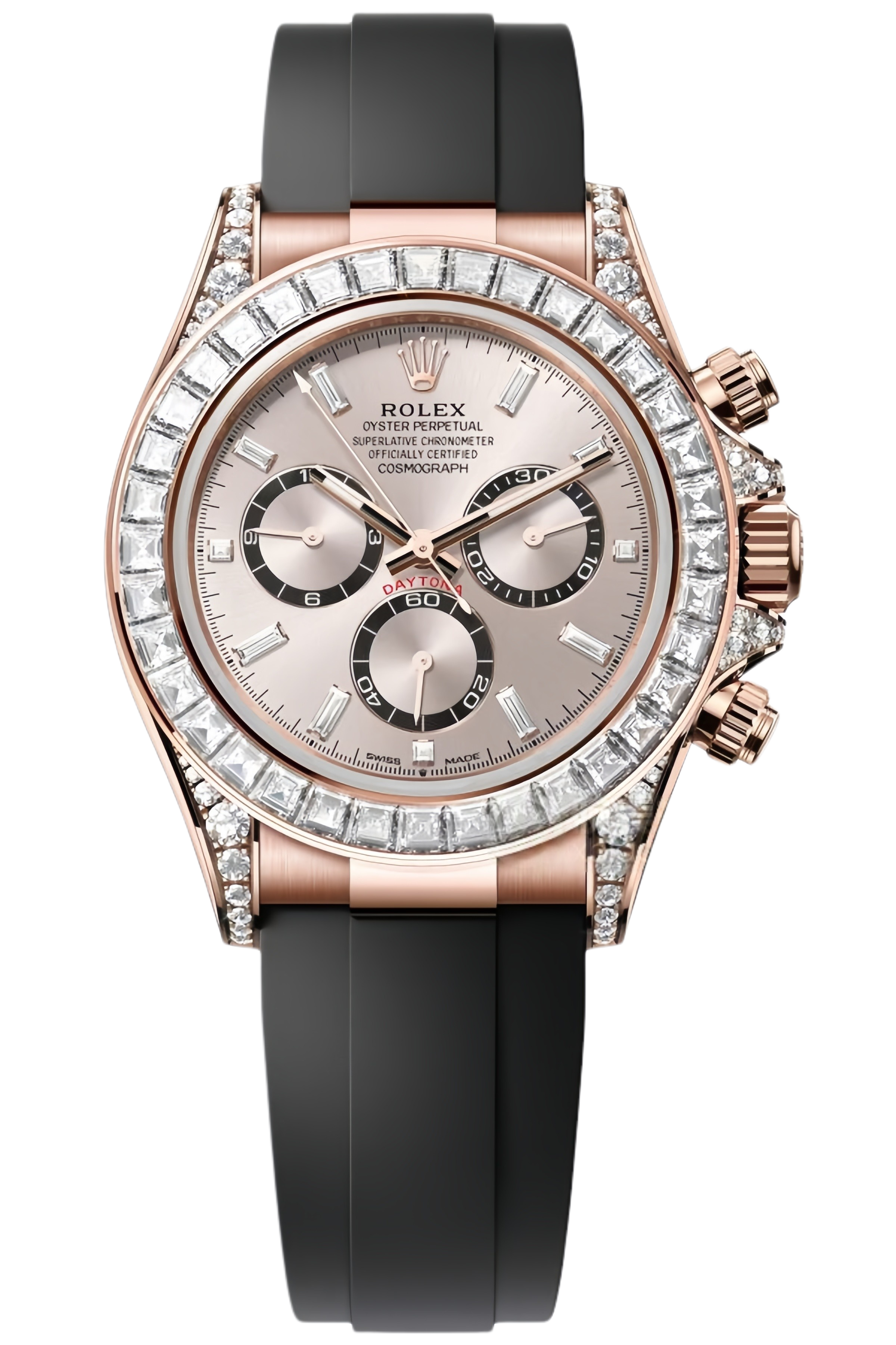 Rolex Daytona Everose Gold Diamond Bezel Super Clone Swiss Replica Watch Ref M126535TBR-0002 – 1:1 Swiss Movement - SuperClonesRolex