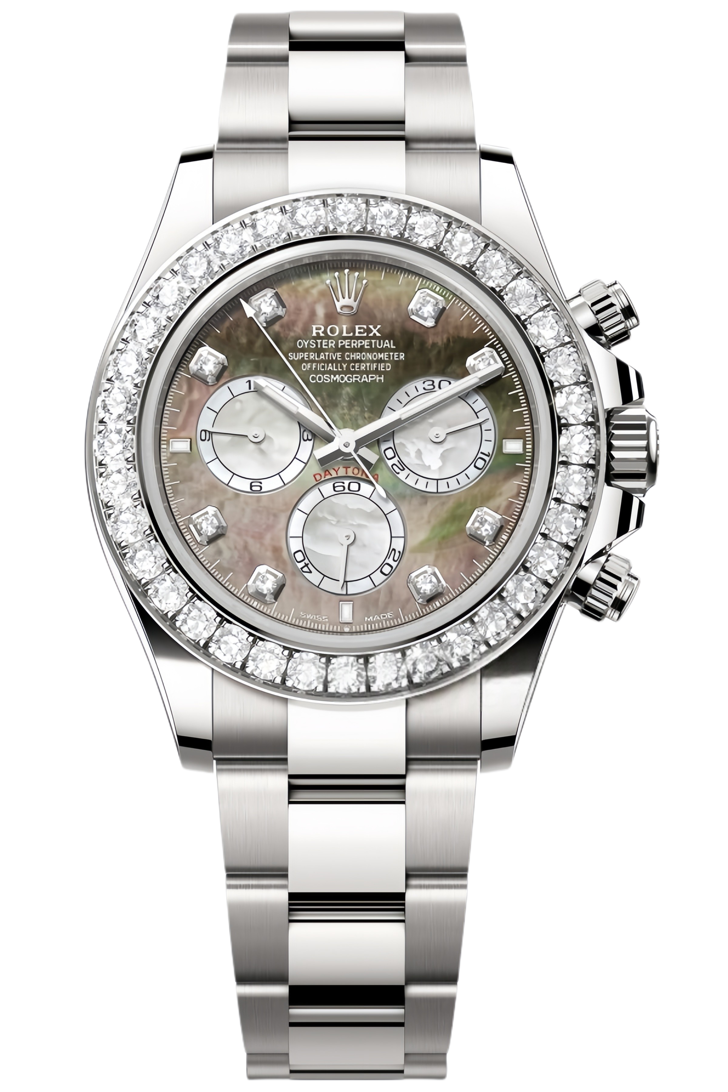 Rolex Daytona Rainbow Diamond Dial Super Clone Swiss Replica Watch Ref M126579RBR-0001 – White Gold with Gem-Set Bezel - SuperClonesRolex