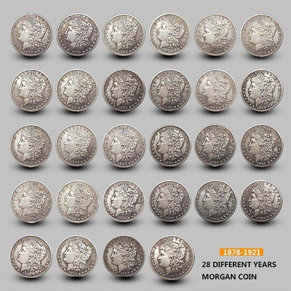 💥【Complete Set】1878-1921 Morgan Silver Dollar 28PC