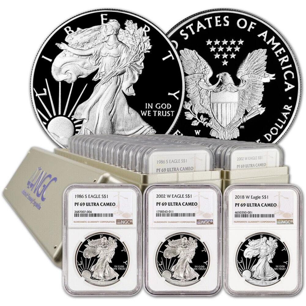 1986-2023 NGC MS-69 US Silver Eagle 38 Coin Set