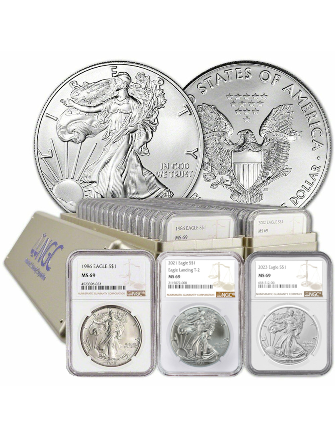 1986-2023 NGC MS-69 US Silver Eagle 38 Coin Set